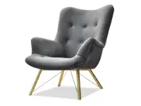 Produkt: Fotel dalton szary welur, podstawa złoty