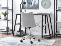 Fotel biurowy ELIOR SZARY NA CHROMOWANEJ NODZE z kółkami - subtelny tył