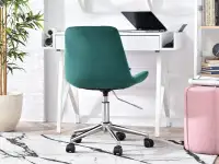 Krzesło obrotowe ELIOR ZIELONE z weluru na nodze chrom - tył w aranżacji