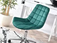 Krzesło obrotowe ELIOR ZIELONE z weluru na nodze chrom - nowoczesna forma