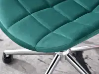 Krzesło obrotowe ELIOR ZIELONE z weluru na nodze chrom - welurowa tkanina