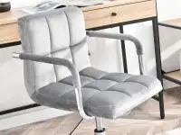 Obracany fotel na kółkach ELIS SZARY welurowy do biura - komfortowe siedzisko