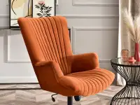 Fotel wypoczynkowy obrotowy ESLA MIEDZIANY WELUR - CZARNA NOGA -  komfortowe siedzisko