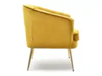 Stylowy fotel ESTEL ŻÓŁTY glamour na złotych nogach - bok