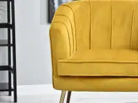 Stylowy fotel ESTEL ŻÓŁTY glamour na złotych nogach - nowoczesna forma