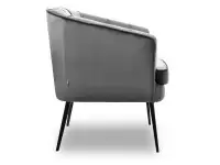 Fotel kubełkowy ESTEL SZARY welurowy na czarnych nóżkach - profil