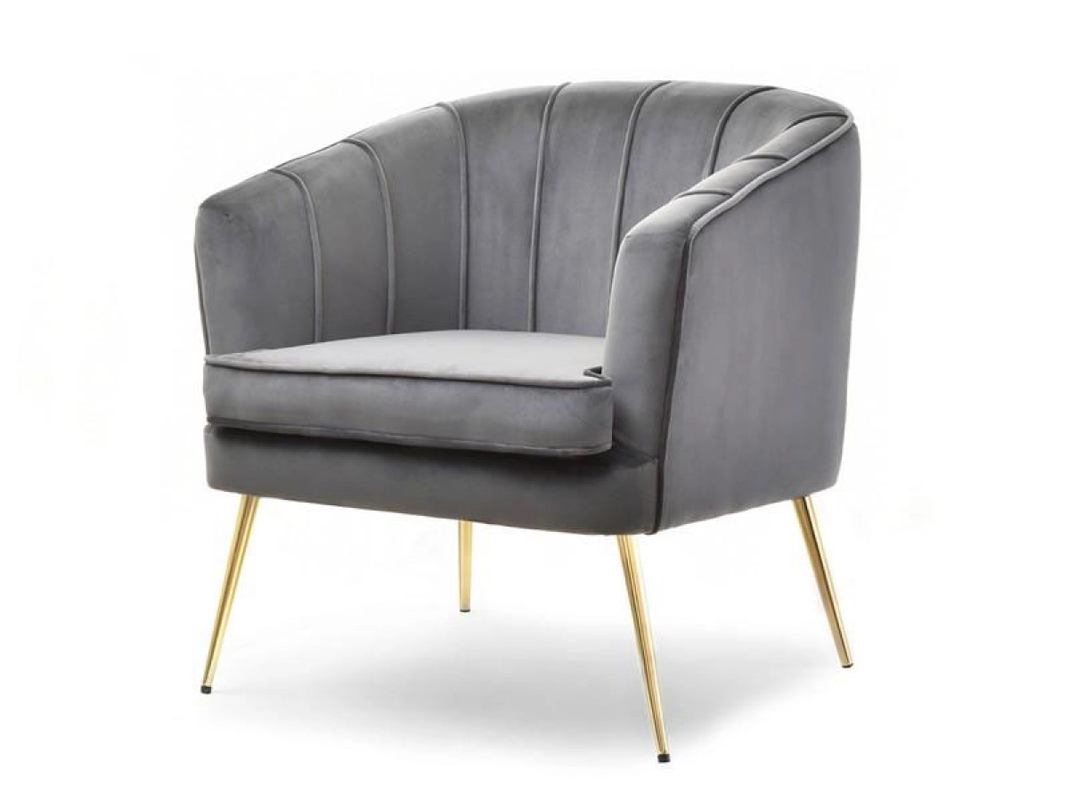 Fotel z miękkim siedziskiem ESTEL SZARY WELUR GLAMOUR