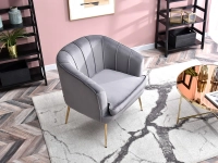 Komfortowy fotel ESTEL SZARY WELUR GLAMOUR + ZŁOTY w aranżacji
