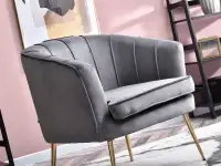 Komfortowy fotel ESTEL SZARY WELUR GLAMOUR + ZŁOTY - stylowe siedzisko