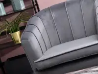 Komfortowy fotel ESTEL SZARY WELUR GLAMOUR + ZŁOTY - przeszycia woparciu