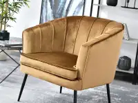 Fotel wypoczynkowy ESTEL ZŁOTY NA CZARNYCH NOGACH - nowoczesny design