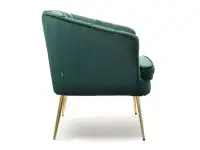 Elegancki fotel ESTEL ZIELONY glamour na złotych nogach - profil