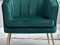 Elegancki fotel ESTEL ZIELONY glamour na złotych nogach - miękkie siedzisko