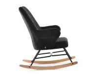Fotel bujak FLEUR CZARNY z weluru na drewnianych płozach buk - profil