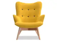 Fotel w nowczesnym stylu do salonu FLORI żółty - buk - przód
