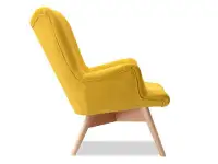Fotel w nowczesnym stylu do salonu FLORI żółty - buk - profil