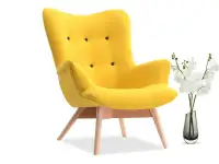 Nowoczesny fotel w angielskim stylu FLORI żółty
