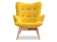 Nowoczesny fotel w angielskim stylu FLORI żółty - przód