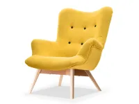 Produkt: Fotel flori żółty tkanina, podstawa buk