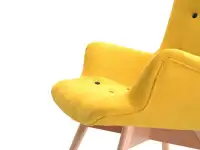 Fotel w nowczesnym stylu do salonu FLORI żółty - buk - siedzisko