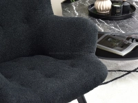 Fotel do salonu FLORI CZARNY BOUCLE - fotel z podłokietnikami