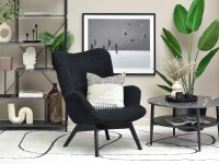 Fotel do salonu FLORI CZARNY BOUCLE - czarny fotel 