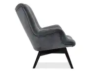 Fotel uszak tapicerowany FLORI GRAFITOWY CZARNE NOGI - profil