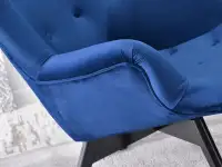 Fotel FLORI GRANAT uszak z pikowanego weluru na czarnej nodze - komfortowe siedzisko