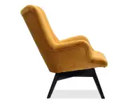 Fotel FLORI MIODOWY z pikowanego weluru na czarnej nodze - profil
