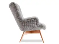 Designerski fotel w stylu angielskim FLORI pepitka - profil