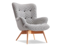 Designerski fotel w stylu angielskim FLORI pepitka-buk