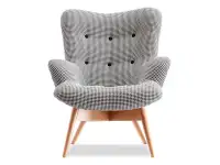 Designerski fotel w stylu angielskim FLORI pepitka - przód