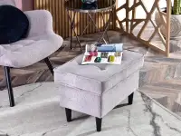 Fotel do salonu FLORI PUDROWY MELANŻ NA CZARNYCH NOGACH - podnóżek MALMO (możliwość zakupu w opcjach dodatkowych)
