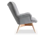 Skandynawski fotel uszkak na drewnianych nogach FLORI szary - profil