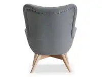 Skandynawski fotel uszkak na drewnianych nogach FLORI szary - tył