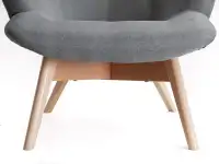 Skandynawski fotel uszkak na drewnianych nogach FLORI szary - siedzisko
