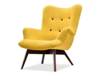 Produkt: Fotel flori żółty tkanina, podstawa orzech