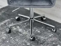 Welurowe krzesło biurowe ISLA GRAFIT - CHROM PODSTAWA - mobilna podstawa