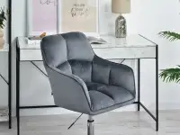 Welurowe krzesło biurowe ISLA GRAFIT - CHROM PODSTAWA - nowoczesne siedzisko