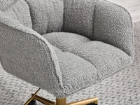 Krzesło do biurka szare glamour ISLA BOUCLE PODSTAWA ZŁOTY - stylowe wykończenie