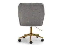 Krzesło do biurka szare glamour ISLA BOUCLE PODSTAWA ZŁOTY - tył