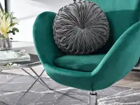 Nowoczesny fotel obrotowy JACOB zieleń velvet - detal podłokietnika