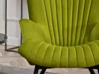 Welurowy fotel z podłokietnikami LANZA MECH Z CZARNYMI NOGAMI - charakterystyczne detale