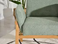 Fotel wypoczynkowy LAO MIĘTA - DĘBOWA NOGA - fotel z miękką tkaniną