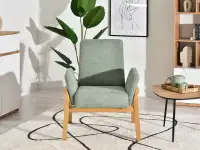 Fotel wypoczynkowy LAO MIĘTA - DĘBOWA NOGA - fotel z tkaniny baranek