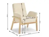 Fotel wypoczynkowy LAO MIĘTA - DĘBOWA NOGA - wymiary