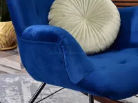 Fotel do bujania LAUREN GRANATOWY NA PŁOZACH ORZECH - komfortowe podłokietniki