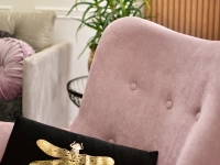 Fotel bujany LAUREN PUDROWY NA DREWNIANYCH PŁOZACH BUK - pikowane siedzisko
