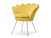 Produkt: Fotel lazar żółty welur, podstawa chrom