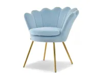 Produkt: Fotel lazar niebieski welur, podstawa złoty